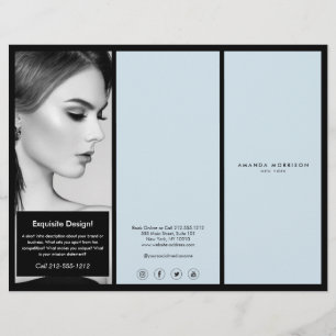 Minimalistisch Luxus Boutique Schwarz/Blau Broschü Flyer