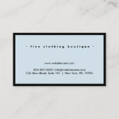 Minimalistisch Luxus Boutique Schwarz/Blau Visitenkarte (Rückseite)