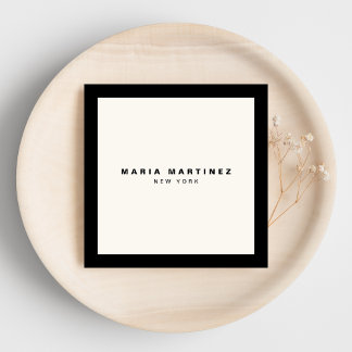 Minimalistisch Luxus Boutique Schwarz/Elfenbein Quadratische Visitenkarte