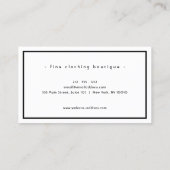 Minimalistisch Luxus Boutique Schwarz/Elfenbein Visitenkarte (Rückseite)