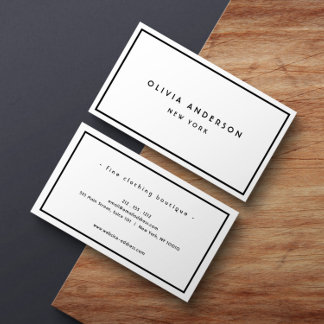 Minimalistisch Luxus Boutique Schwarz/Elfenbein Visitenkarte