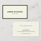 Minimalistisch Luxus Boutique Schwarz/Elfenbein  Visitenkarte (Vorne/Hinten)