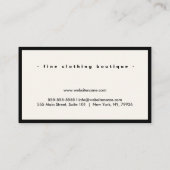 Minimalistisch Luxus Boutique Schwarz/Elfenbein Visitenkarte (Rückseite)