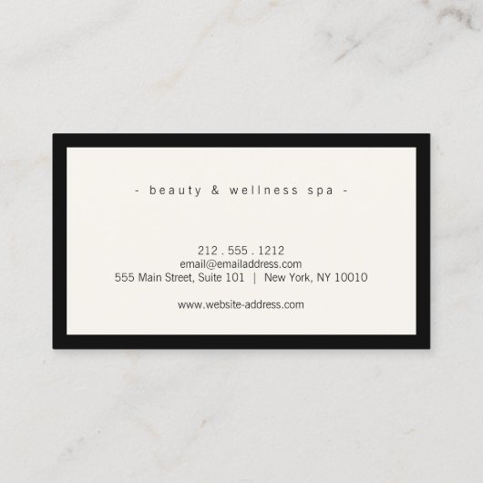 Minimalistisch Luxus Boutique Schwarz/Elfenbeinküs Visitenkarte (Rückseite)