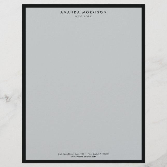 Minimalistisch Luxus Boutique Schwarz/Grau Briefbogen (Vorderseite)