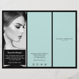 Minimalistisch Luxus Boutique Schwarz/Minze Brosch Flyer