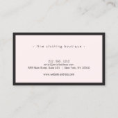 Minimalistisch Luxus Boutique Schwarz/Pastellrosa Visitenkarte (Rückseite)