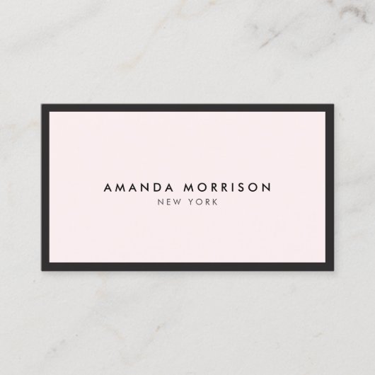 Minimalistisch Luxus Boutique Schwarz/Pastellrosa Visitenkarte (Vorderseite)