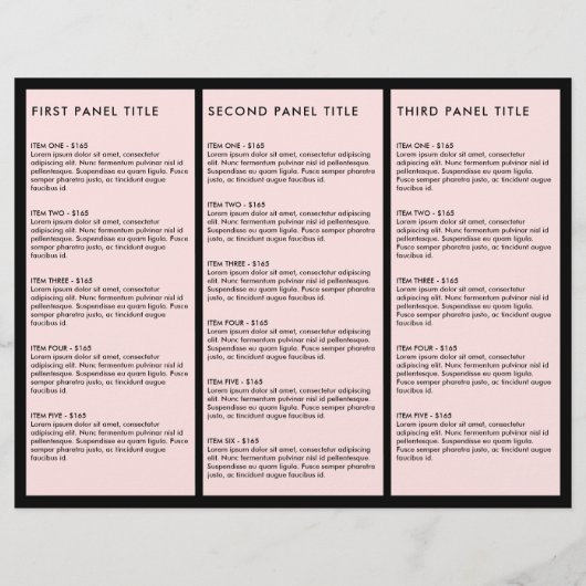 Minimalistisch Luxus Boutique Schwarz/Rosa Broschü Flyer (Hinten)