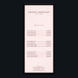 Minimalistisch Luxus Boutique Schwarz/Rosa Werbekarte<br><div class="desc">Ein elegantes und raffiniertes Design steigert Ihren Namen oder Ihren Firmennamen durch minimales und modernes Styling auf dieser individuell anpassbaren Rackkarte. Der schwarze,  dünne Rahmen ist auf einem rosafarbenen Hintergrund geerdet und verleiht dem Ganzen ein klassisches Ambiente. Ideal für Preislisten,  Service-Menüs oder für Werbezwecke. Design © 1201AM Design Studio</div>