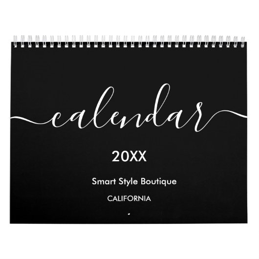 Minimalistisch Luxus Boutique Schwarz und Weiß Kalender (Titelbild)