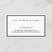 Minimalistisch Luxus Boutique Weiß/Schwarz Visitenkarte (Rückseite)