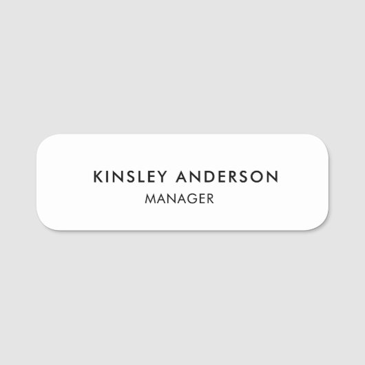 Minimalistisch Luxus Boutique Weiß und Schwarz Namensschild (Vorderseite)