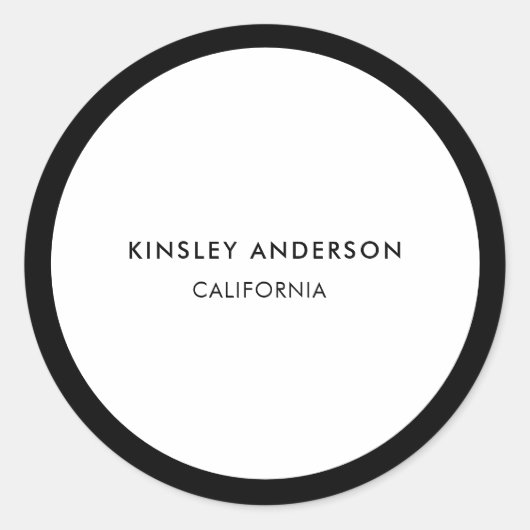 Minimalistisch Luxus Boutique Weiß und Schwarz Runder Aufkleber (Vorderseite)