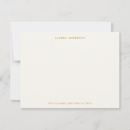 Minimalistisch Luxus Elfenbein & Gold Personalisie Mitteilungskarte