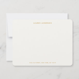 Minimalistisch Luxus Elfenbein & Gold Personalisie Mitteilungskarte