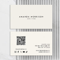 Minimalistisch Luxus Elfenbein QR Code Social Medi