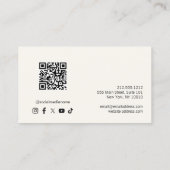 Minimalistisch Luxus Elfenbein QR Code Social Medi Visitenkarte (Rückseite)