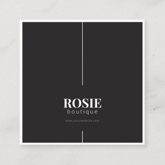 Minimalistisch Luxus Online-Boutique Schwarz/Weiß Quadratische Visitenkarte (Vorderseite)