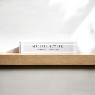 Minimalistisch Luxus White Desk Name Plate Namensplakette
