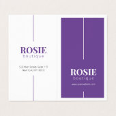 Minimalistisch Luxushaar / Schönheitssalon Lila Visitenkarten (Außenseite Aufgefaltet)