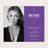 Minimalistisch Luxushaar / Schönheitssalon Lila Visitenkarten (Innenseite Aufgefaltet)