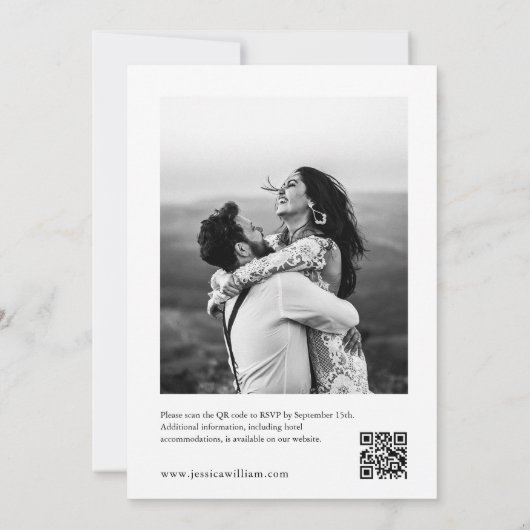 Minimalistisch machen wir QR Code Foto Hochzeit Einladung (Rückseite)