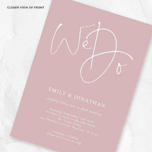 Minimalistisch machen wir Script Dusty Rose QR Cod Einladung