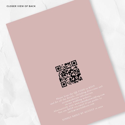 Minimalistisch machen wir Script Dusty Rose QR Cod Einladung