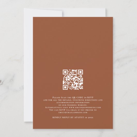 Minimalistisch machen wir Script Terracotta QR Cod Einladung (Rückseite)