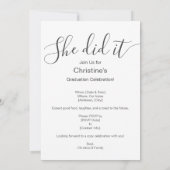 Minimalistisch machte sie das Foto der Graduierten Einladung (Rückseite)