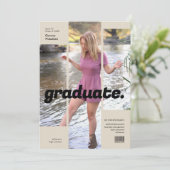 Minimalistisch Magazine Cover Trendy Grad Foto Einladung (Stehend Vorderseite)