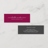 Minimalistisch Magenta Cursive Text Mini Visitenkarte (Vorne/Hinten)