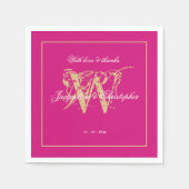 Minimalistisch Magenta Monogram Classic Wedding Pa Serviette (Vorderseite)