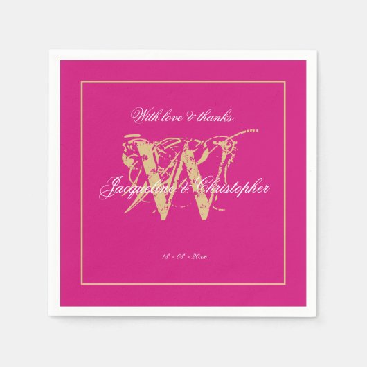 Minimalistisch Magenta Monogram Classic Wedding Pa Serviette (Vorderseite)