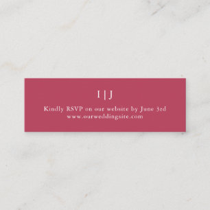 Minimalistisch Magenta Monogram Wedding Website Mini Visitenkarte