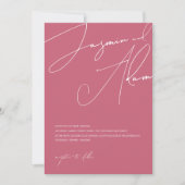 Minimalistisch Magenta Pink Script Typografy Weddi Einladung (Vorderseite)