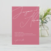 Minimalistisch Magenta Pink Script Typografy Weddi Einladung (Stehend Vorderseite)