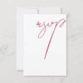 Minimalistisch Magenta Pink Script Typografy Weddi RSVP Karte (Rückseite)