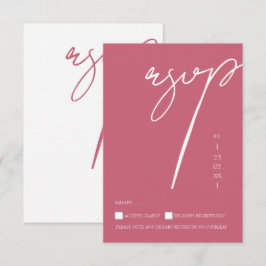 Minimalistisch Magenta Pink Script Typografy Weddi RSVP Karte