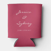 Minimalistisch Magenta Red Script Wedding Custom Dosenkühler (Vorderseite)