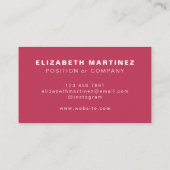 Minimalistisch Magenta Rosa Moderne Berufliche Cus Visitenkarte (Rückseite)