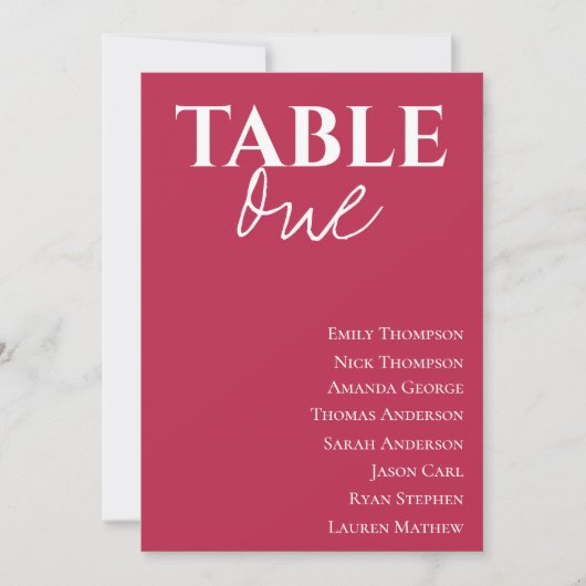 Minimalistisch Magenta Wedding Guest Table (Vorderseite)