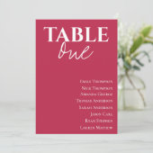Minimalistisch Magenta Wedding Guest Table (Stehend Vorderseite)
