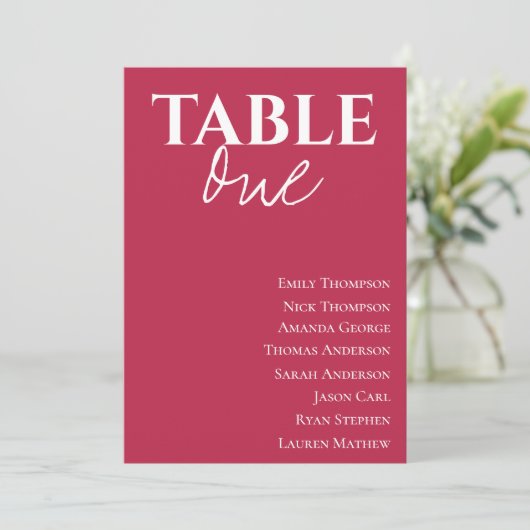 Minimalistisch Magenta Wedding Guest Table (Stehend Vorderseite)