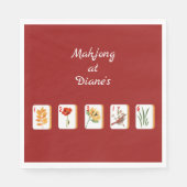 Minimalistisch Mahjong Blume Tiles Paper Napkin Serviette (Vorderseite)