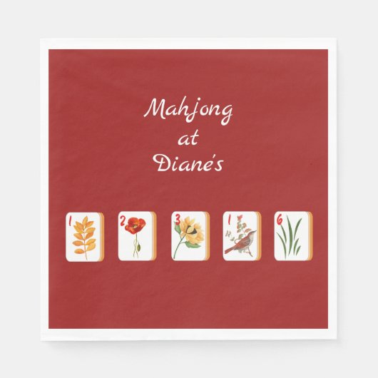 Minimalistisch Mahjong Blume Tiles Paper Napkin Serviette (Vorderseite)