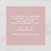Minimalistisch Makeup Artist Script Dusty Pink Quadratische Visitenkarte (Rückseite)