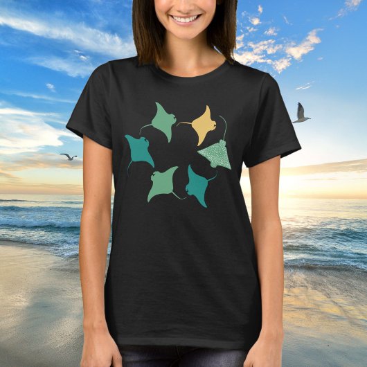 Minimalistisch Manta Ray Stingray Green Ocean T-Shirt
