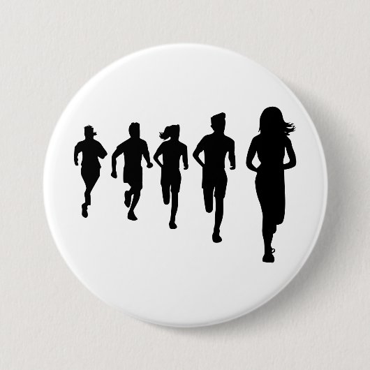 Minimalistisch Marathon Runner Silhouetten Button (Vorderseite)